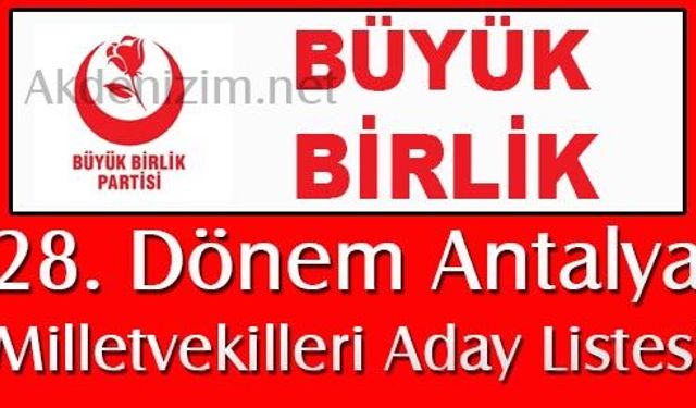 28.Dönem Büyük Birlik Partisi Antalya Milletvekili Adayları